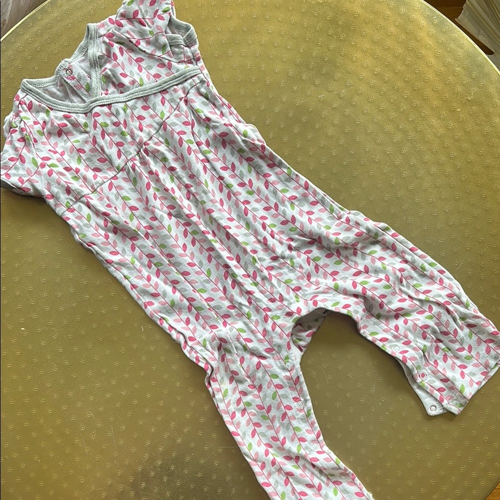 Old Navy Pink and Gray Leaf Romper